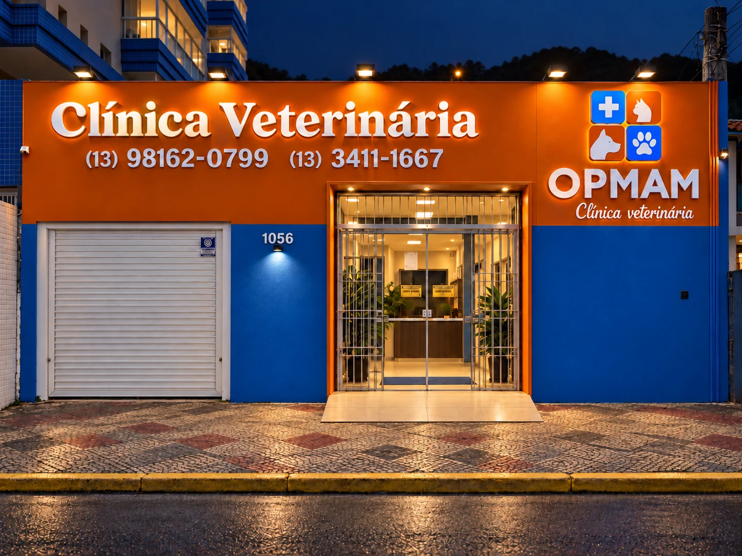 Fachada atual da Clínica Veterinária OPMAM, número 1056